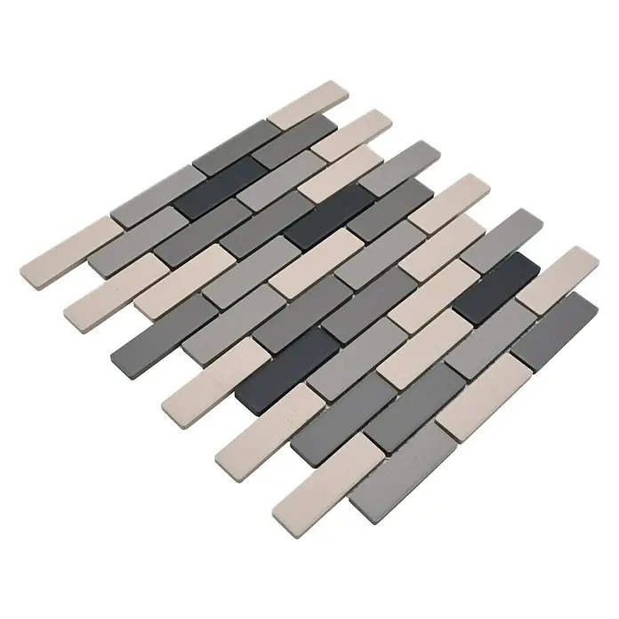 Mosaikfliese Brick Mix BR555 - 26,1 x 29 cm, Grau/Beige, Matt - Hochwertiges Mosaikfliesenmuster mit verschiedenen Grautönen, perfekt für moderne Wand- und Bodengestaltungen.