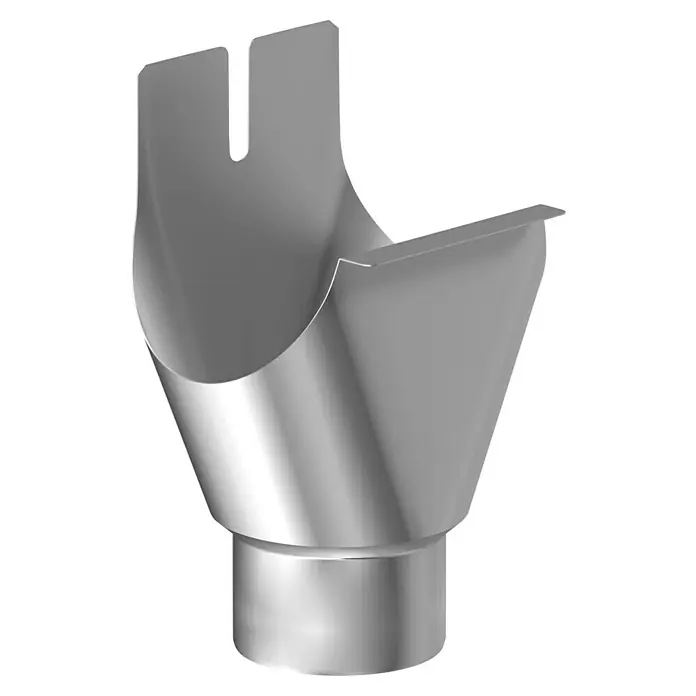 Sarei Rinnenstutzen - 100/80 mm, Zink/Titanzink, Silber - Produktabbildung: Eine metallische Lötspitze zur Verwendung mit einem Lötkolben, die eine präzise und effektive Wärmeübertragung ermöglicht.