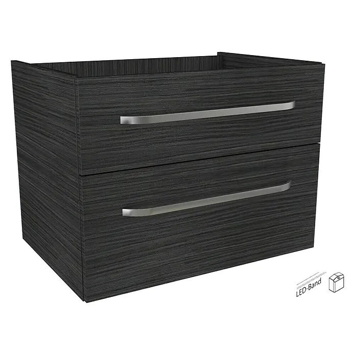 Camargue Star Badmöbel-Set ST12ED - Gesamtbreite Badmöbel: 71 cm, Dark Oak, Matt, 3 -tlg. - Ein moderner Badezimmerschrank mit zwei Schubladen und stilvollen Griffen, ideal für jedes moderne Badezimmer.