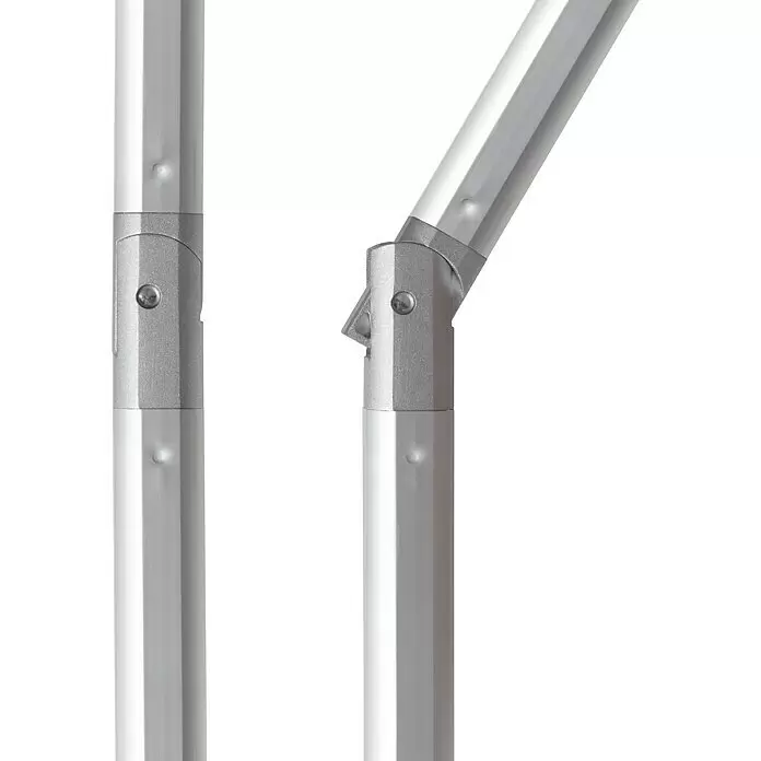 Doppler Expert Marktschirm Auto Tilt - Bordeaux, Bespannungsmaß (L x B): 300 x 200 cm - Silberne Metallstangen-Baugruppe mit gerader Verbindung und einem angewinkelten, verstellbaren Gelenk.