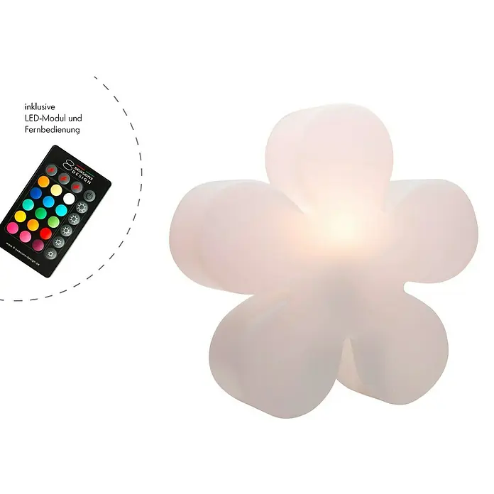 8 Seasons Design Shining LED-Dekoleuchte Flower - 6 W, Weiß, Durchmesser: 40 cm - Blumenförmige Lampe mit Fernbedienung zur Farbwahl. Ideal für stimmungsvolle Beleuchtung.