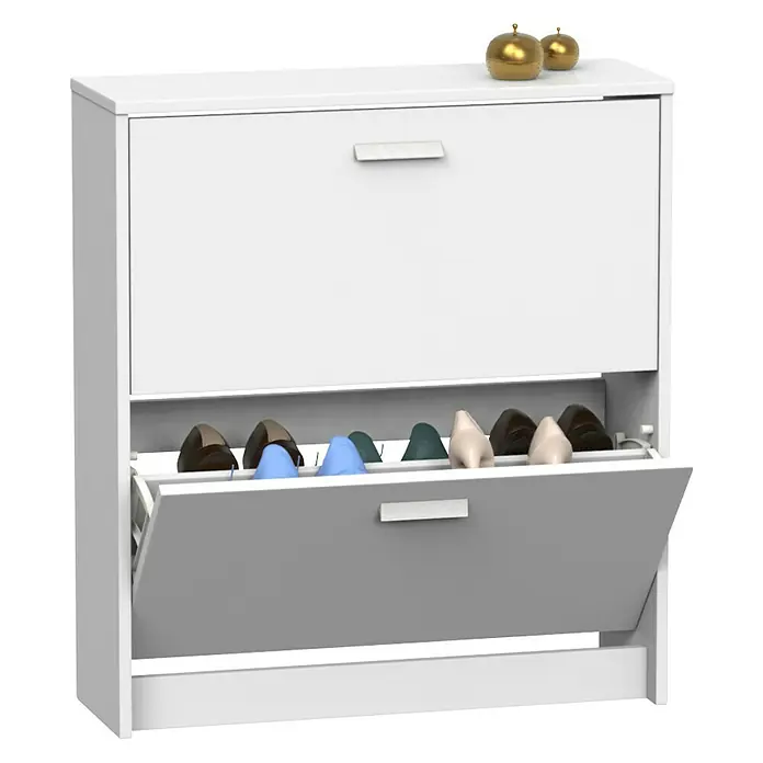 Muebles Pitarch Tibet Armario para ropa y zapatero - Blanco - Zapatero de dos compartimentos que guarda zapatos y que también sirve como mueble decorativo.