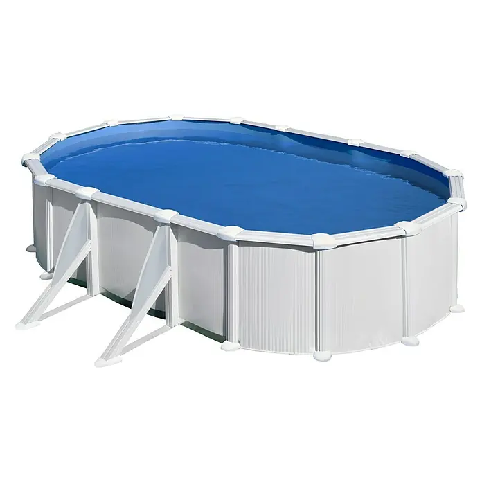 Gre Piscina de acero desmontable Atlantis - L x An x Al: 500 x 300 x 132 cm, Blanco, 16.210 l - Piscina ovalada de acero con revestimiento blanco y agua azul, ideal para disfrutar del verano en tu jardín.