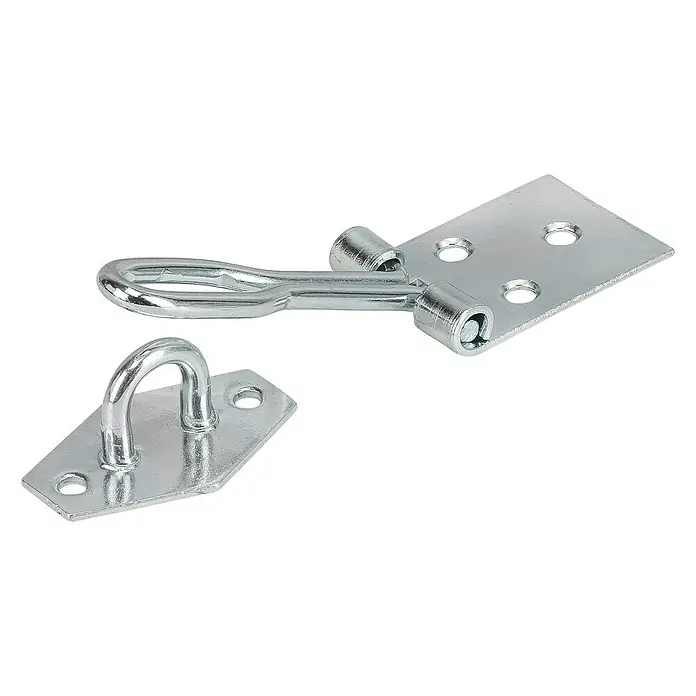 Stabilit Drahtüberfalle - B x H: 80 x 26 mm, Geeignet für: Vorhängeschlösser mit Bügeldurchmesser bis 7 mm - Das Bild zeigt einen silberfarbenen Drehriegelverschluss. Das Türschloss besteht aus Metall und wird zum Verschließen von Türen und Toren verwendet.
