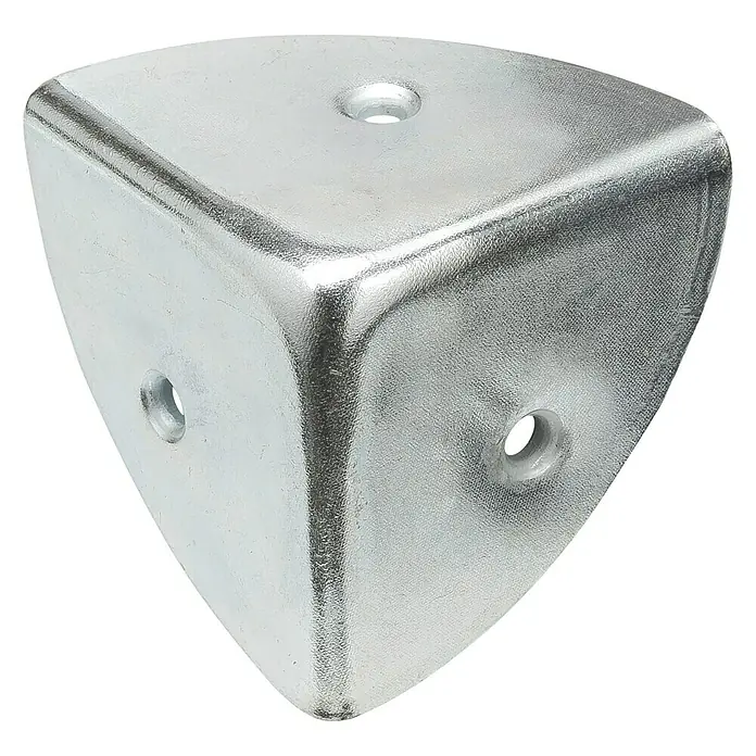 Stabilit Kistenecke - Länge: 28 mm, Verzinkt - Metallischer Eckenschutz mit drei Seiten und Löchern für die Befestigung, ideal für robuste Anwendungen und dauerhaften Schutz.