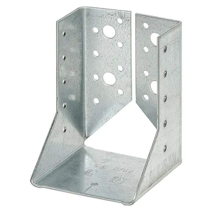 Stabilit Balkenschuh Typ B - 60 x 100 mm, Stahl - Ein verzinkter Balkenschuh mit zahlreichen Löchern zur sicheren Befestigung von Holzbalken. Ideal für den Holzbau.