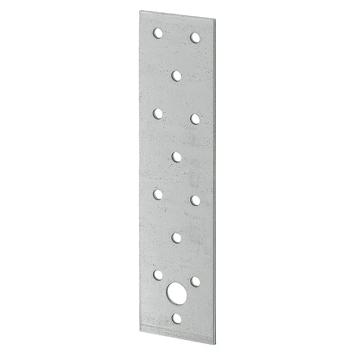 Stabilit Flachverbinder200 x 60 mm, 1 Stk., Stärke: 2 mm - Metallplatte mit Bohrlöchern verschiedener Größen. Ideal für Bau- oder DIY-Projekte, die robuste und präzise Befestigungen erfordern.