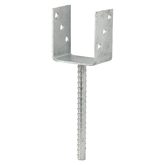 Stabilit Leichter Stützenschuh - 60 x 71 x 100 mm, Stärke: 4 mm - Metallpfostenträger mit Anker zum Einbetonieren. Robuste Konstruktion für sicheren Halt von Holzpfosten und -konstruktionen im Außenbereich.