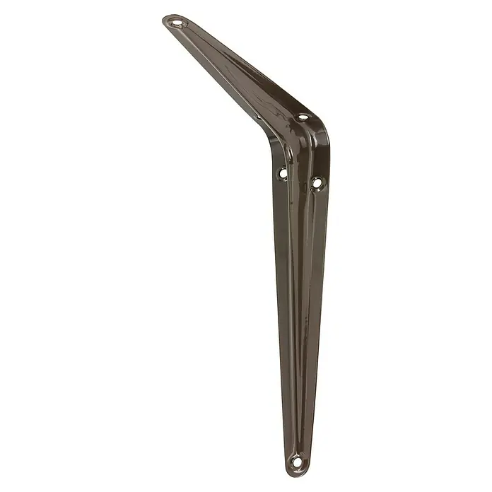 Stabilit Escuadra de pared - L x An x Al: 250 x 40 x 200 mm, Carga soportada: 30 kg, Acero, Marrón - Primer plano de un soporte de estante marrón brillante con orificios de montaje, ideal para montaje en pared.