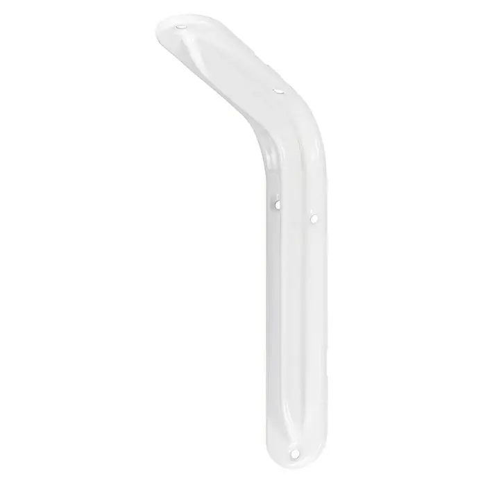 Stabilit Escuadra estándar - 195 x 36 x 135 mm, Carga soportada: 70 kg, Metal, Blanco - Barra de apoyo blanca con diseño curvo y orificios de montaje para un soporte seguro. Ideal para baños y otras áreas.