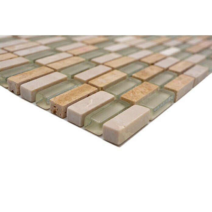 Mosaikfliese Stäbchen Crystal Mix XCM XS33 (31,3 x 31,8 cm, Beige, Glänzend)