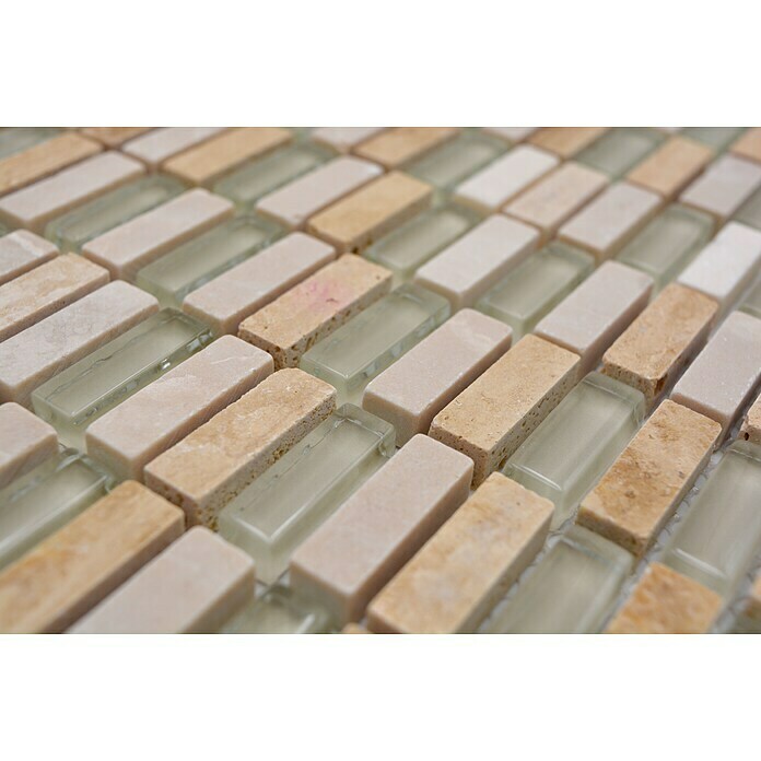 Mosaikfliese Stäbchen Crystal Mix XCM XS33 (31,3 x 31,8 cm, Beige, Glänzend)