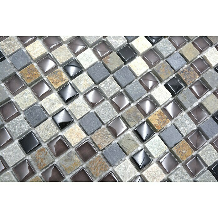 Mosaikfliese Quadrat Crystal Mix XCM M980 (30 x 30 cm, Grau, Glänzend)