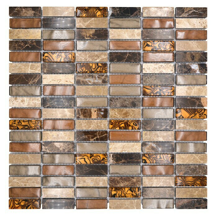 Mosaikfliese Crystal Mix XCM SM18 (30 x 30 cm, Beige/Braun, Glänzend)