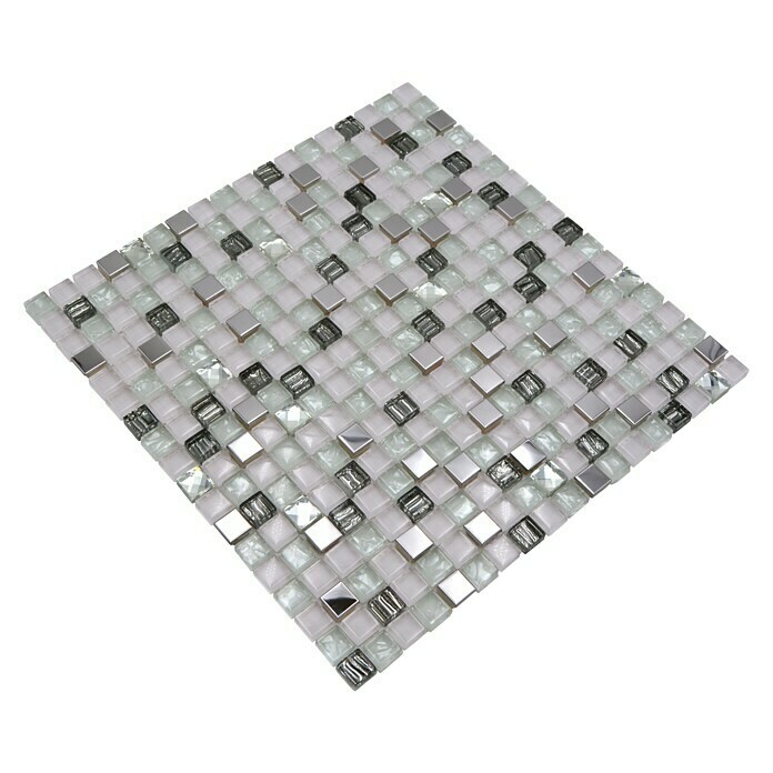 Mosaikfliese Quadrat Crystal Mix XCM M770 (30 x 30 cm, Weiß, Glänzend)