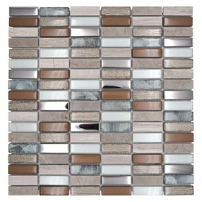 Mosaikfliese Rechteck Crystal Mix XCM SM68 (29,8 x 30,4 cm, Beige/Braun, Glänzend)