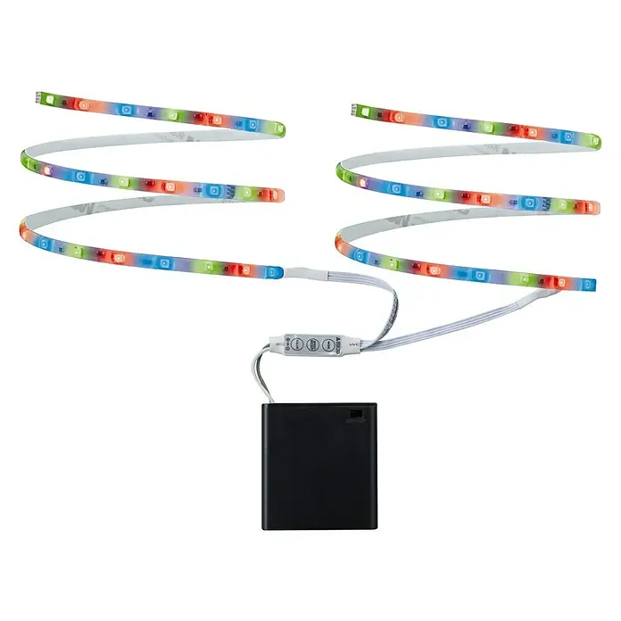 Paulmann Tira LED Mobil - Largo: 0,8 m, Color de luz: RGB - Tira de luces LED RGB con paquete de baterías y controlador. Ideal para iluminación ambiental interior con varias opciones de color.