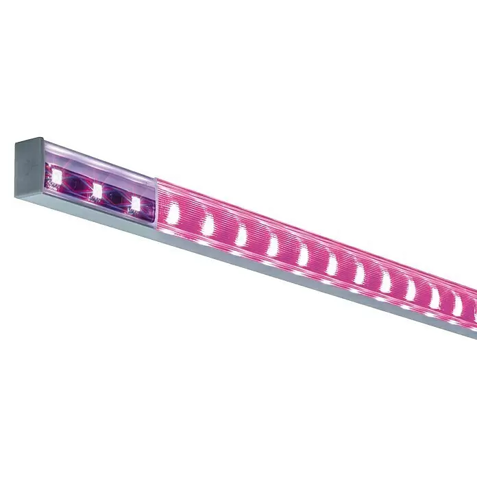 Paulmann U-Profil Function Square Profil Diffusor - L x B x H: 1 m x 2,3 cm x 1,5 cm, Aluminium - Silberne lineare LED-Pflanzenlampe mit rosa/lila Licht aus sichtbaren Dioden.