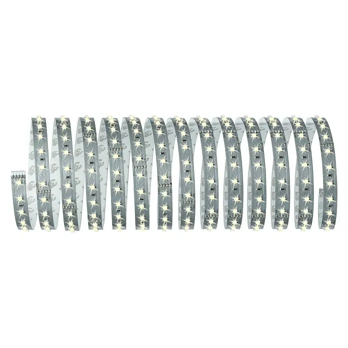 Paulmann MaxLED 500 Tira LED - L x Al: 5 m x 3 mm, Plateado, Blanco cálido - Tira de luces LED: Banda flexible con LEDs brillantes en forma de estrella para iluminación ambiental, perfecta para decoración interior.