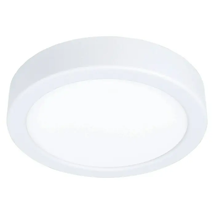Eglo Fueva 5 LED-Deckenleuchte rund - 10,5 W, Ø x H: 16 cm x 28 mm, Weiß, Neutralweiß - Nahaufnahme einer runden, weißen LED-Deckenleuchte, die ein helles und gleichmäßiges Licht für jeden Raum bietet.