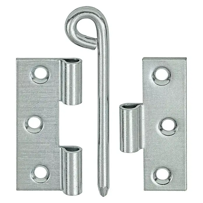 Stabilit Scharnier - L x B: 70 x 55 mm, Stahl, Verzinkt - Metallscharniere und ein Bolzen, die zusammen ein robustes Befestigungselement bilden. Ideal für Türen und Fensterrahmen.