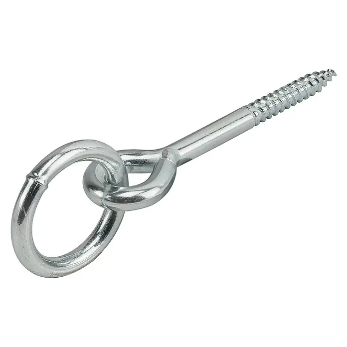 Stabilit Barrenring - L x B: 98 x 40 mm, Stahl - Nahaufnahme eines verzinkten Schraubhaken, ideal für Aufhängungen. Perfekt für Heimwerkerprojekte und sichere Befestigungen im Innen- und Außenbereich.