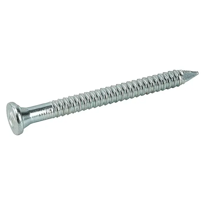Stabilit Ankernägel - Durchmesser: 4 mm, Länge: 40 mm, 250 Stk. - Nahaufnahme einer einzelnen verzinkten Schraube mit flachem Kopf und Gewinde für Bauprojekte.