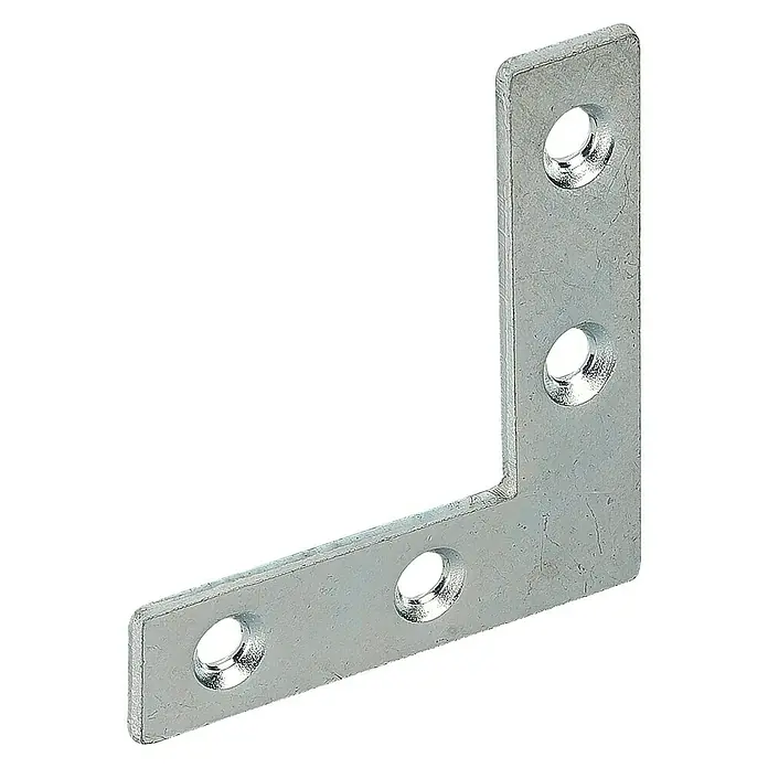 Stabilit FlachwinkelL x B x H: 75 x 75 x 13 mm, Verzinkt - Winkelverbinder aus Metall mit drei Löchern zur Befestigung von Holz oder anderen Materialien.