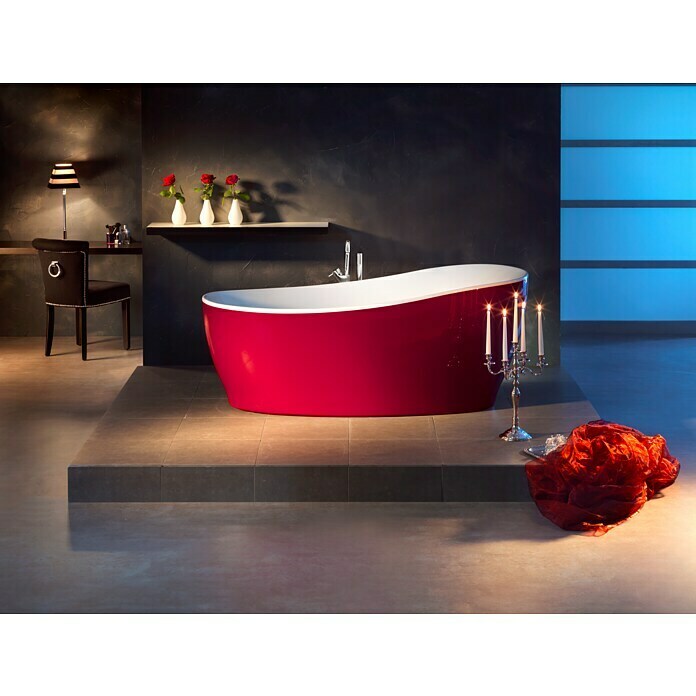 Ottofond Freistehende Badewanne Domani180 x 85 cm, Sanitäracryl, Rot/Weiß Mood Shot