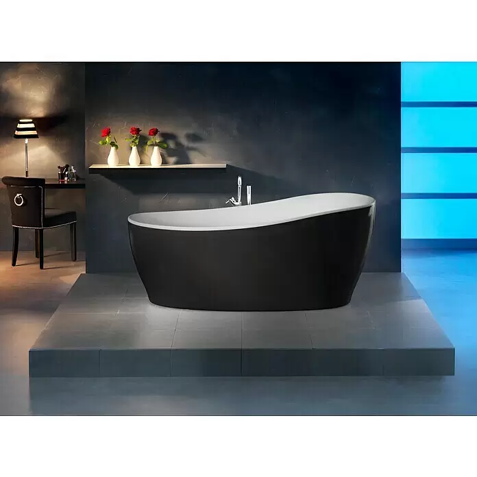 Ottofond Whirlpool Domani180 x 85 cm, Sanitäracryl, Schwarz/Weiß, Silent