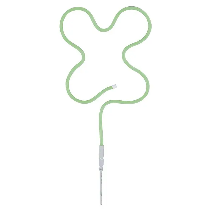 Paulmann Tira LED LED Neon Colorflex USB - Largo: 1 m, Color de luz: Verde - Una luz LED neón flexible verde en forma de trébol de cuatro hojas, con un cable conector blanco para iluminación moderna.