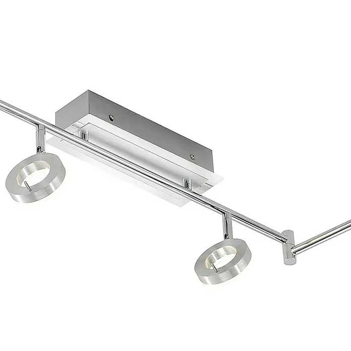 Paul Neuhaus LED-Deckenleuchte - 36 W, L x B x H: 177 x 127,5 x 22 cm, Silber, Warmweiß - Moderne LED-Deckenleuchte mit zwei runden Strahlern und silberner Schiene für stilvolle Beleuchtung im Raum.