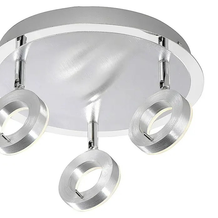 Paul Neuhaus Sileda LED-Deckenstrahler - 18 W, L x B x H: 33,5 x 33,5 x 16,5 cm, Aluminium matt, Warmweiß, Anzahl Leuchtmittel: 3 Stk. - Moderne Deckenleuchte mit drei runden LED-Strahlern in Chromoptik für eine stilvolle Beleuchtung im Raum.