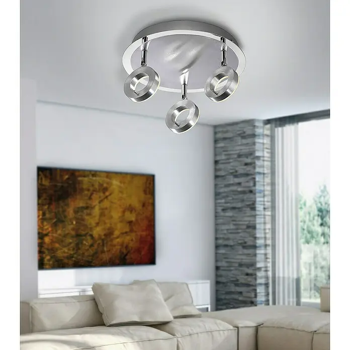 Paul Neuhaus Sileda LED-Deckenstrahler - 18 W, L x B x H: 33,5 x 33,5 x 16,5 cm, Aluminium matt, Warmweiß, Anzahl Leuchtmittel: 3 Stk. - Die moderne LED-Deckenleuchte mit drei Strahlern in Ringform sorgt für stilvolle Beleuchtung im Raum. Das silberne Design passt perfekt in moderne Wohnräume.