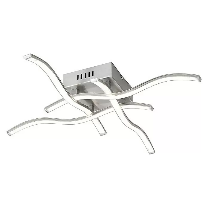 Just Light Wave LED-Deckenleuchte - 19,2 W, L x B x H: 550 x 550 x 90 mm, Stahl, Warmweiß - Moderne Deckenleuchte mit gebürsteter Metallbasis und mehreren wellenförmigen LED-Lichtleisten.