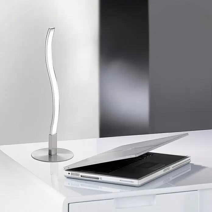 Just Light Wave LED-Tischleuchte - 3 W, L x B x H: 10 x 10 x 30 cm, Stahl, Warmweiß - Stimmungsaufnahme