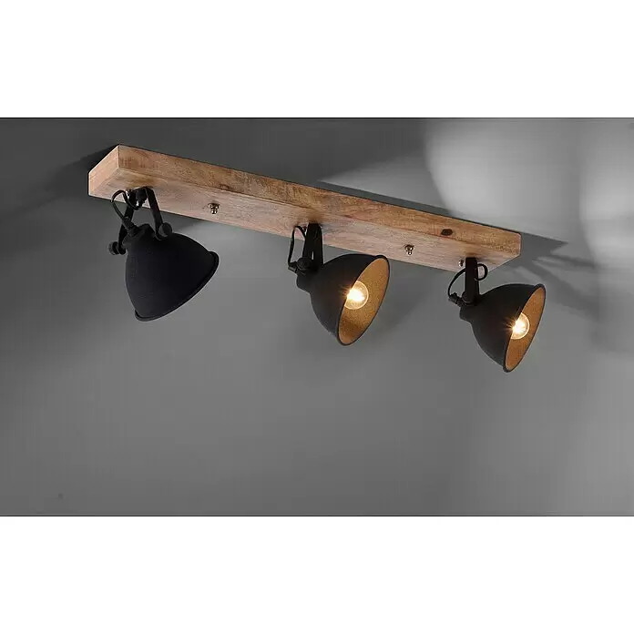 Just Light Samia Deckenstrahler - 120 W, L x B x H: 74 x 15 x 22,5 cm, Schwarz, Braun, E14 - Stimmungsaufnahme