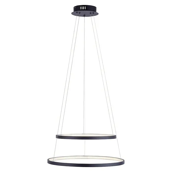 Just Light Lámpara colgante LED redonda Circle - L x An x Al: 50 x 50 x 120 cm - Lámpara colgante LED moderna con dos anillos. Diseño elegante con suspensiones esbeltas, ideal para interiores estilosos.