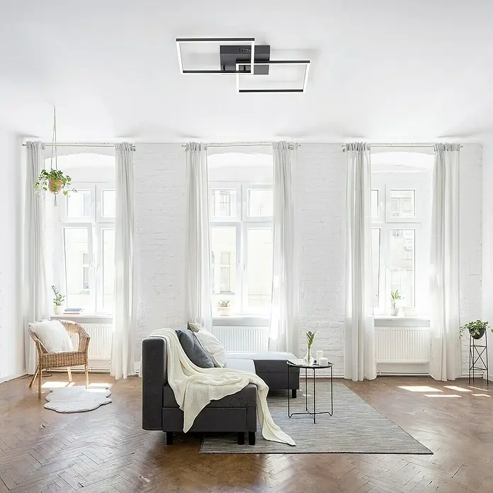Just Light LED-Deckenleuchte Iven - 40,5 W, L x B x H: 53 x 53 x 7 cm, Schwarz, Warmweiß - Moderne LED-Deckenleuchte in Schwarz und Weiß. Das dreiteilige Design der Lampe sorgt für eine elegante Beleuchtung im Wohnraum.