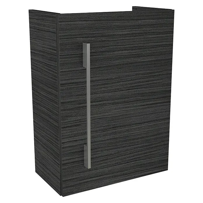 Camargue Stella Mini Badmöbel-Set SM45D - Gesamtbreite Badmöbel: 45 cm, Dark Oak, Matt, 3 -tlg. - Dunkelgrauer Schrank mit einer modernen, vertikalen Griffleiste aus Metall, ideal für stilvolle Bad- oder Wohnraumgestaltung.