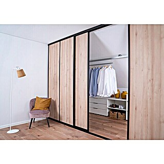 Room Plaza Easy Schiebetür-Bau-Set (Buche Naturwuchs/Ahorn Naturwuchs, Profilfarbe: Schwarz)