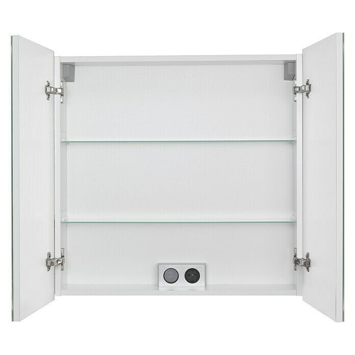 Riva LED-Spiegelschrank (B x H: 72 x 69,6 cm, Mit Beleuchtung, Spanplatte, Weiß)