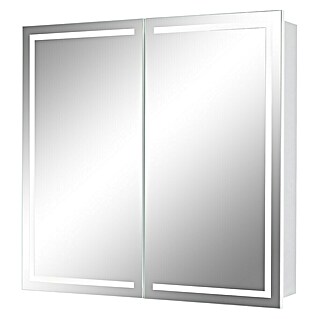 Riva Armario con espejo LED Lucy (An x Al: 72 x 69,6 cm, Madera, Blanco)