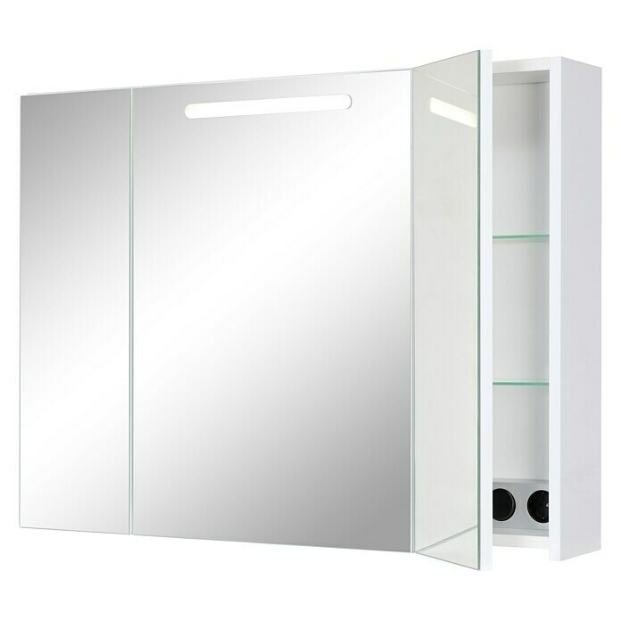 Riva LED-Spiegelschrank (B x H: 85,5 x 65 cm, Mit Beleuchtung, Spanplatte, Weiß)