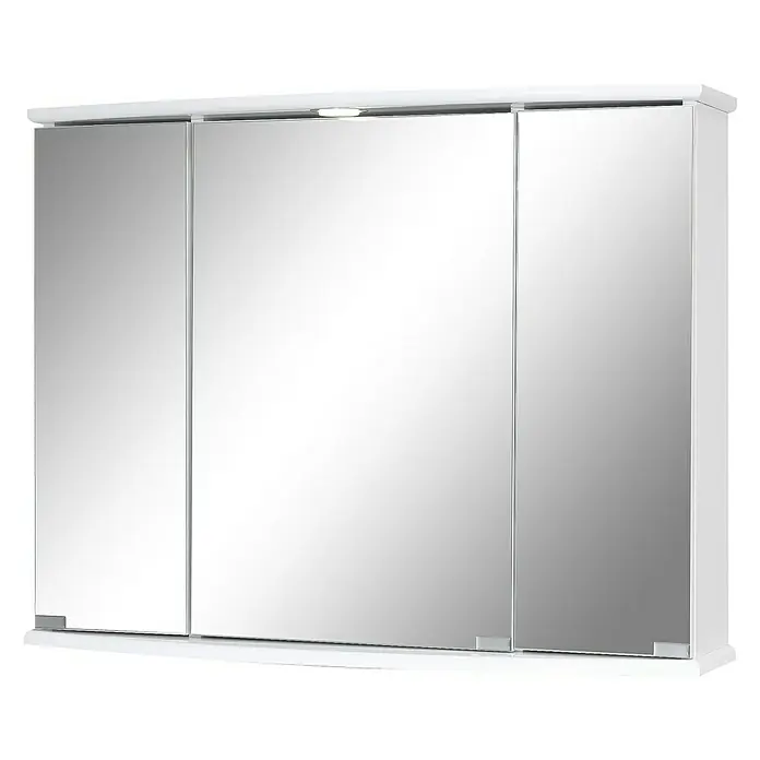 Riva LED-Spiegelschrank Rally - B x H: 82 x 63,4 cm, Holz, Weiß - Badezimmerschrank mit Spiegeltüren und Beleuchtung. Dieser weiße Spiegelschrank bietet praktischen Stauraum und modernes Design für Ihr Bad.