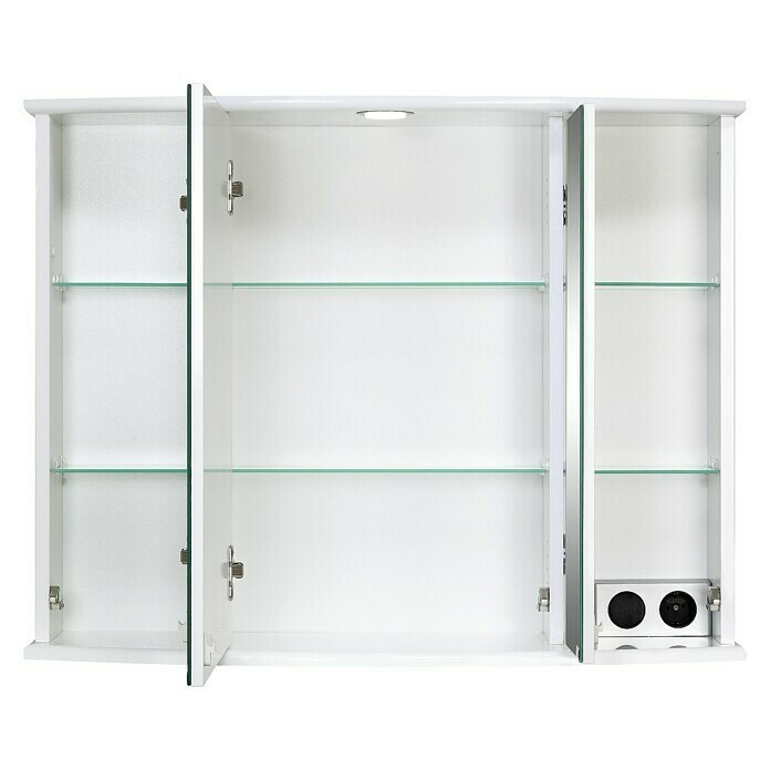 Riva LED-Spiegelschrank RallyB x H: 82 x 63,4 cm, Mit Beleuchtung, Spanplatte, Weiß Front View