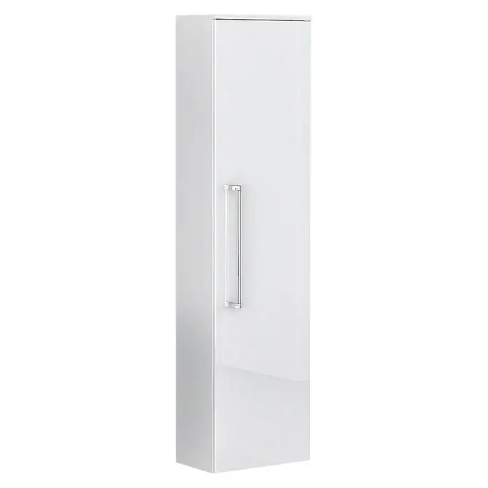 Camargue Orion Hochschrank - 40,2 x 22 x 148,6 cm, Weiß - Schicker weißer Hochschrank mit glänzender Oberfläche und einem eleganten, rechteckigen Griff für modernes Badezimmerdesign.
