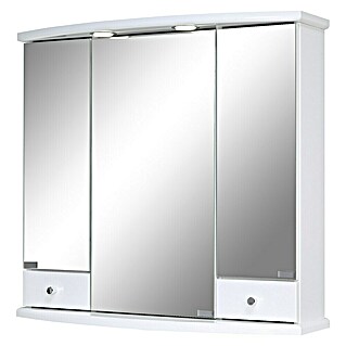 Riva Armario con espejo LED Dakota (An x Al: 77,7 x 71,8 cm, Madera, Blanco)