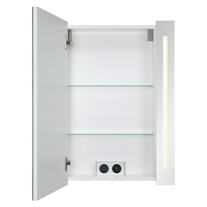 Riva LED-Spiegelschrank (B x H: 60,4 x 75,2 cm, Mit Beleuchtung, Spanplatte, Weiß)
