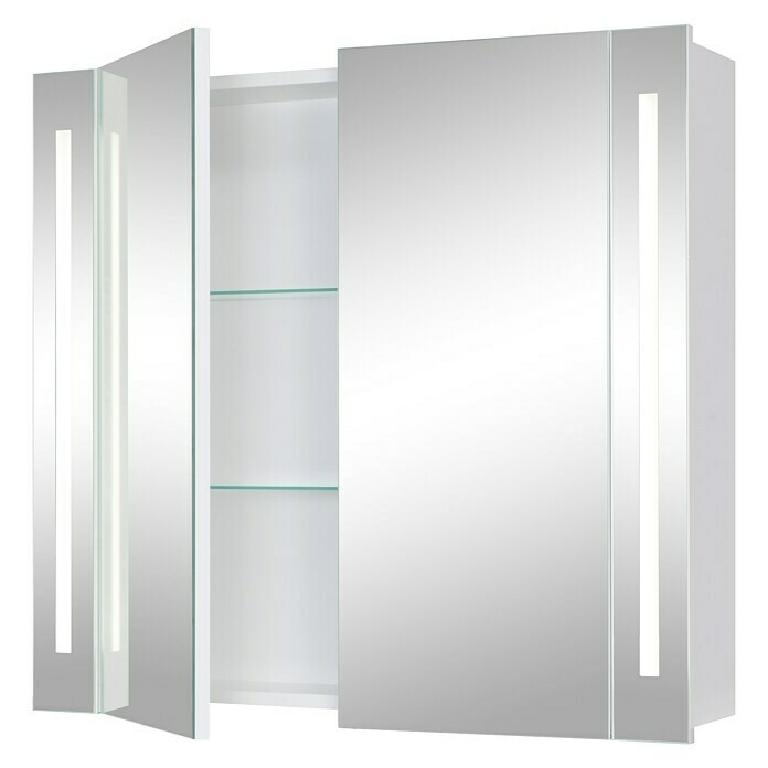 Riva LED-Spiegelschrank HydraB x H: 80 x 75,2 cm, Mit Beleuchtung, Spanplatte, Weiß Front View